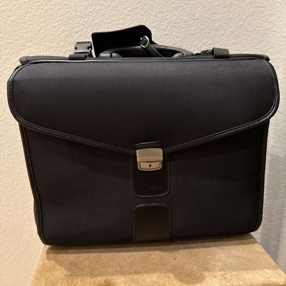 Rolling Laptop Briefcase Black Softside Travel Business‎ Case Wheeled